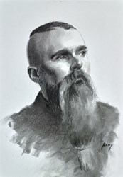 Maxwell of Captain Fawcett Study by Vincent Kamp - Original Drawing on Mounted Paper sized 12x17 inches. Available from Whitewall Galleries